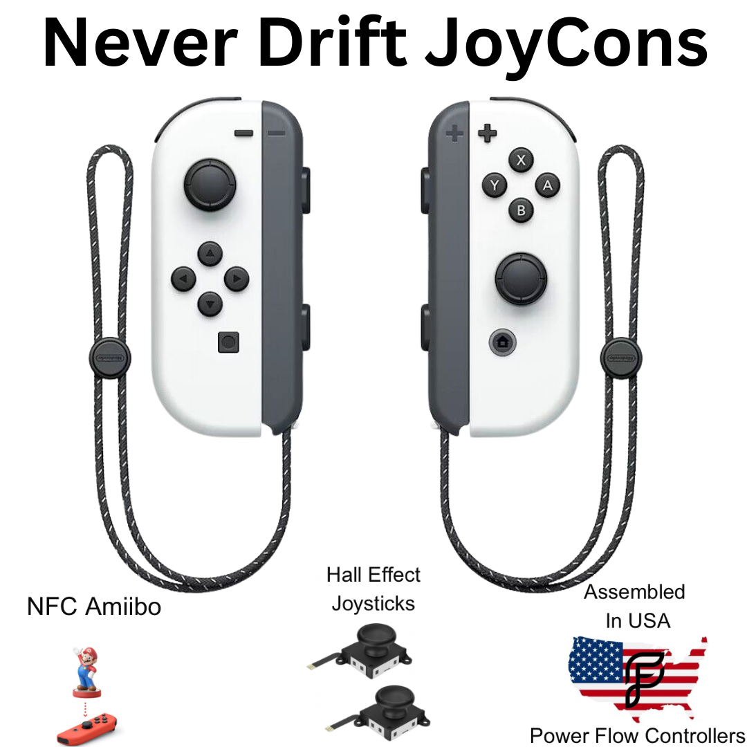 White OLED Hall Effect Never Drift JoyCons For Nintendo Switch/ Switch OLED