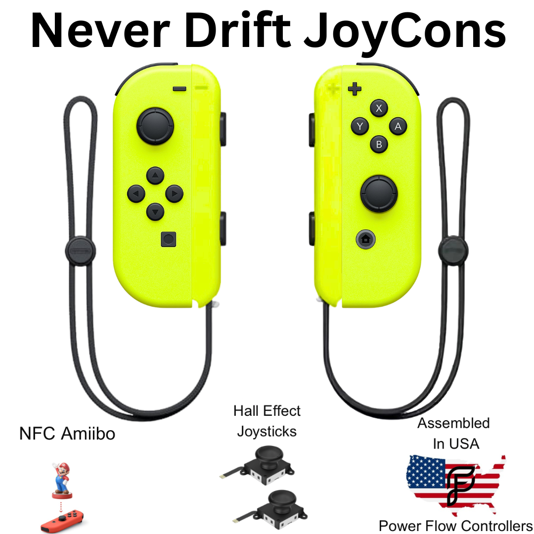 Neon Yellow Hall Effect Never Drift JoyCons For Nintendo Switch/ Switch OLED