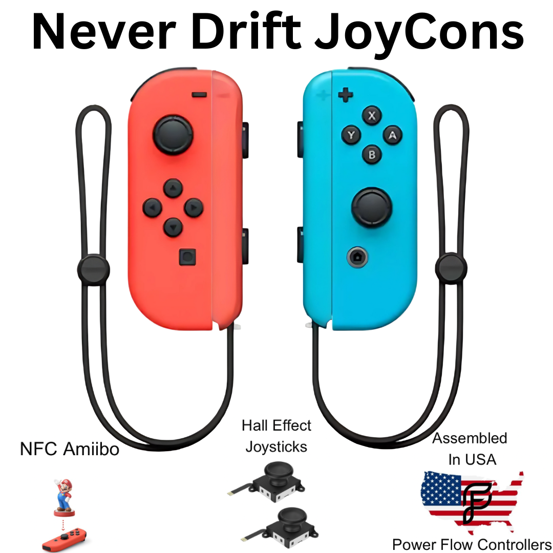 Neon Red Blue Hall Effect Never Drift JoyCons For Nintendo Switch/ Switch OLED