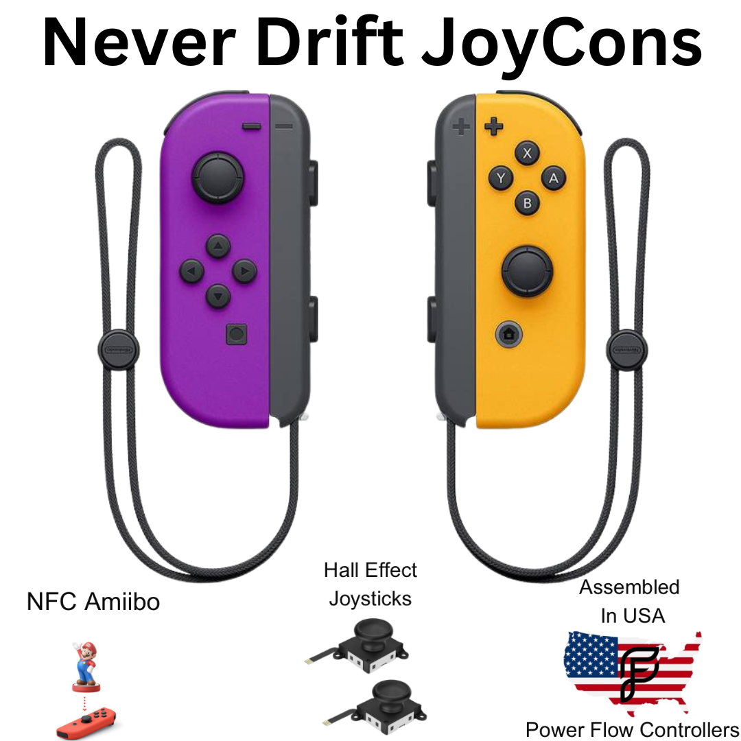 Purple Orange Neon Hall Effect Never Drift JoyCons For Nintendo Switch/ Switch OLED