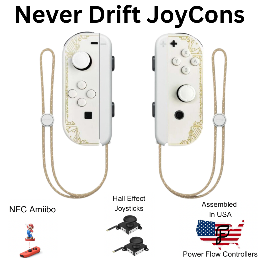 Zelda Gold White Hall Effect Never Drift JoyCons For Nintendo Switch/ Switch OLED